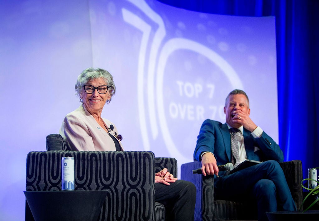 2023 Top 7 Over 70 Awardee Janice McTighe shared numerous laughs with Dave Kelly