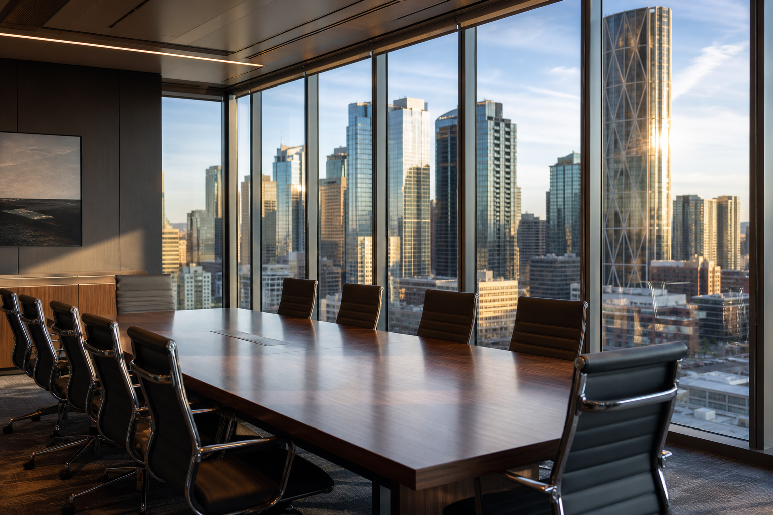 Board Room with Downtown Calgary Skyline